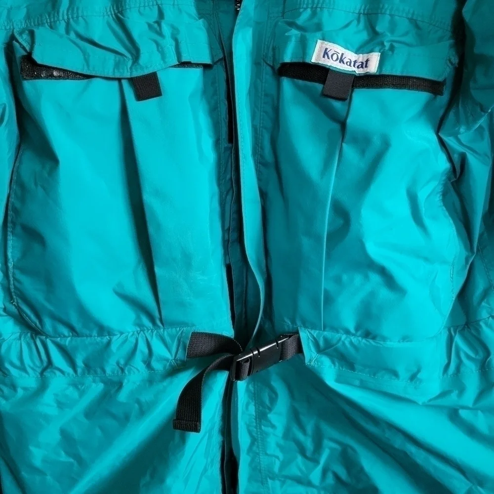 Vintage Kokatat Waterproof Jacket Green Blue Mesh Lined L Large